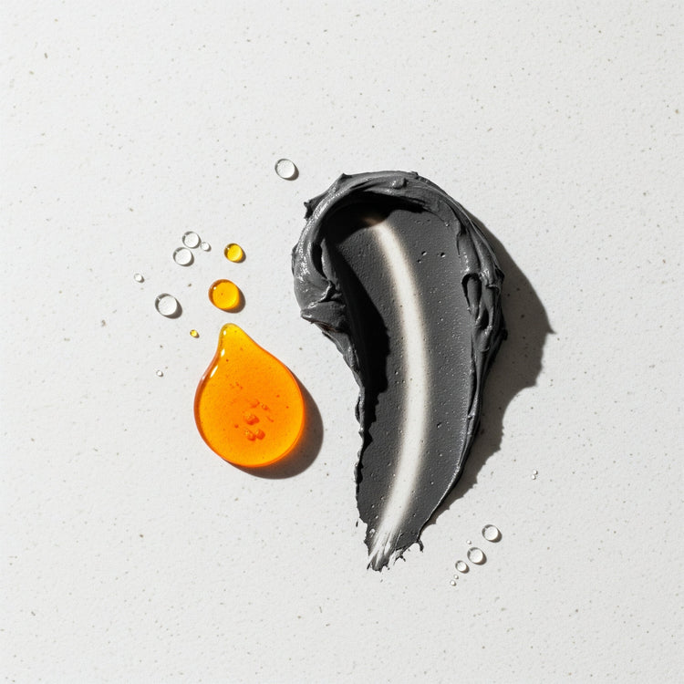 A swatch of Moor mud and Sea Buckthorn oil for a skincare treatment.