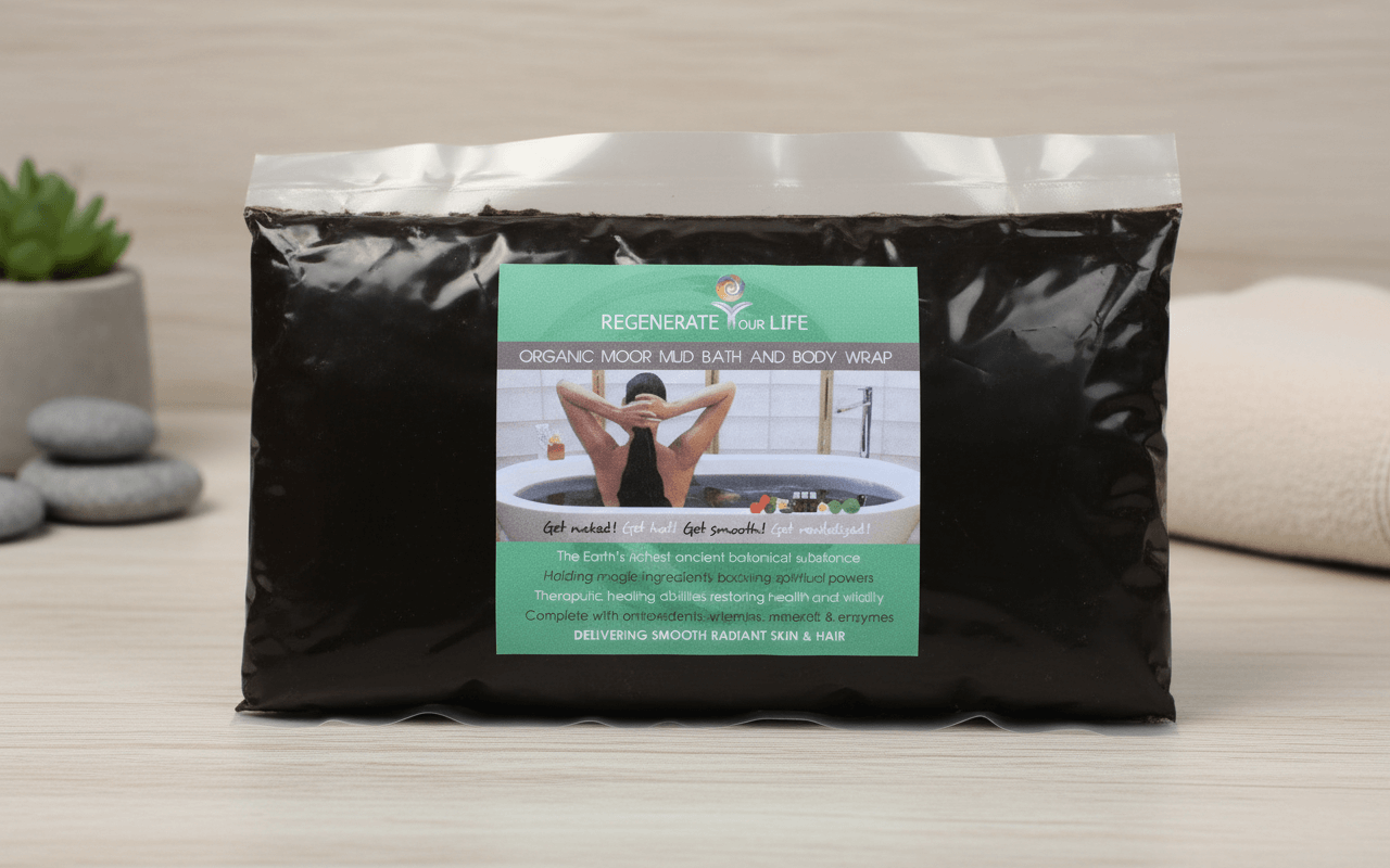 Packaging for an organic moor mud treatment for therapeutic healing.